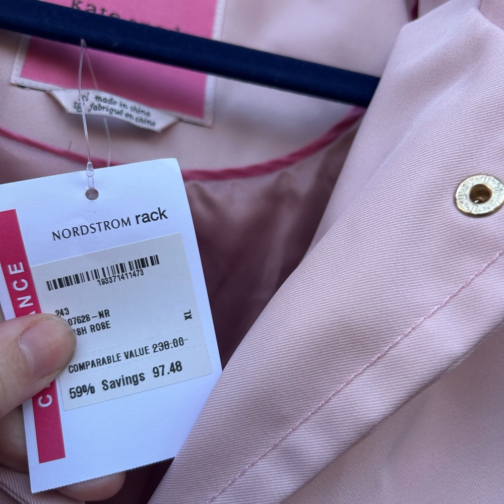 Kate Spade Soft Pink Trench Coat size XL NWT MSRP 229.00 jacket - Picture 5 of 15